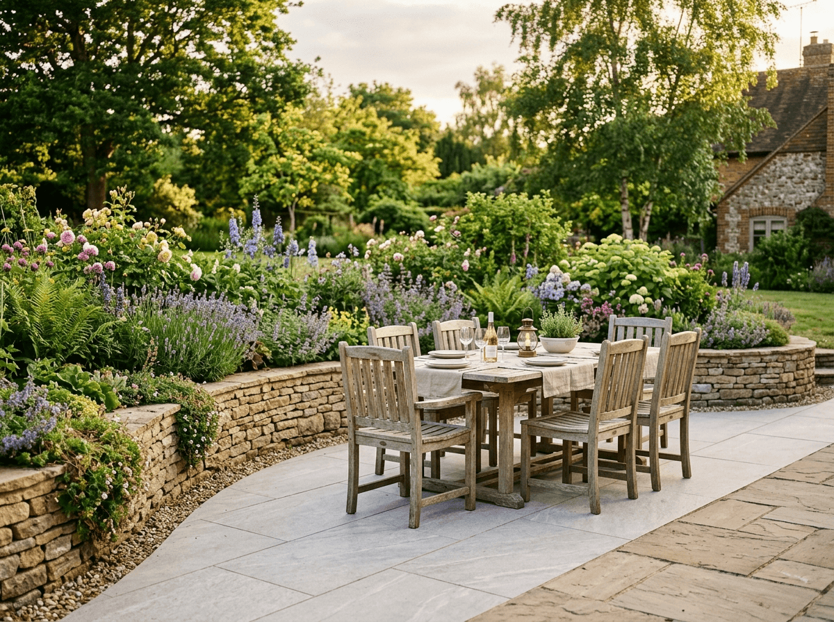 Premium porcelain paving garden transformation in Stoke-on-Trent